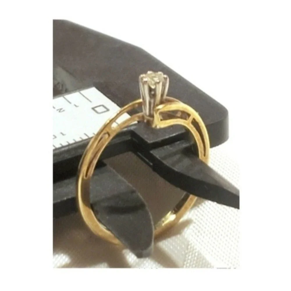 14.18K Yellow Gold Genuine Diamond Solitaire Engagement Wedding Ring Vintage - Picture 4 of 13